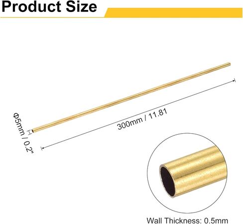 uxcell 2pcs H62 Brass Round Tube ، 2.5mm OD 0.5mm سماكة الجدار 300 مم دقة أنابيب مستقيمة للأنابيب المستقيمة لمشاريع DIY الحرف البستنة. in Kuwait