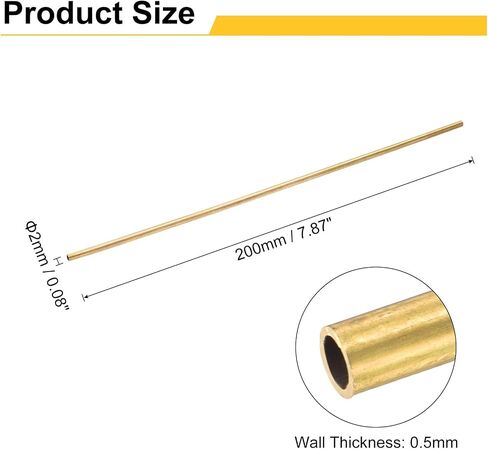 uxcell 2pcs H62 Brass Round Tube ، 2.5mm OD 0.5mm سماكة الجدار 300 مم دقة أنابيب مستقيمة للأنابيب المستقيمة لمشاريع DIY الحرف البستنة. in Saudi Arabia