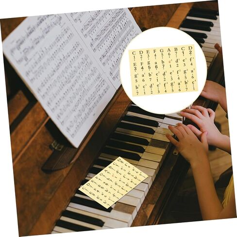 BESTonZON 1pcs Piano Key Stickers Notation Labels for Keys Easy to Install Removable Stickers for Beginners Black Music Note Guide in Kuwait
