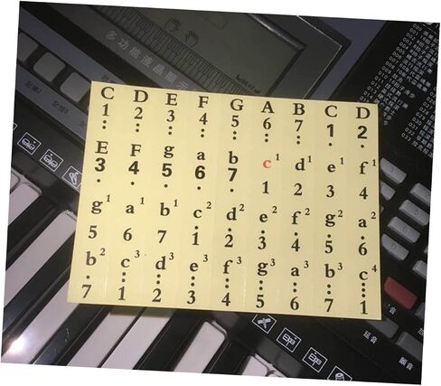 Bestonzon 1PCS Piano Key Stickers ملصقات تدوين للمفاتيح سهلة تثبيت ملصقات قابلة للإزالة للمبتدئين دليل ملاحظة الموسيقى السوداء in Kuwait