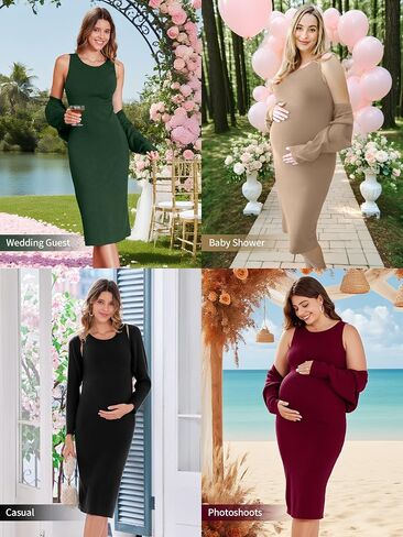 V FOR CITY Maternity Dress Sweater Two Piece Sets for Women Bodycon Dresses Tank Slit Cropped Cardigan Long Sleeve Knit in Saudi Arabia