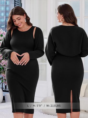 V FOR CITY Maternity Dress Sweater Two Piece Sets for Women Bodycon Dresses Tank Slit Cropped Cardigan Long Sleeve Knit in Saudi Arabia