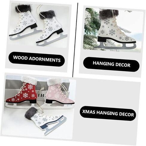 2pcs Skate Pendant Decorations for Christmas Tree Cute Ice Skate Ornaments for Holiday Parties Lightweight Heart-Shaped Adornments for Festive Decor in Saudi Arabia