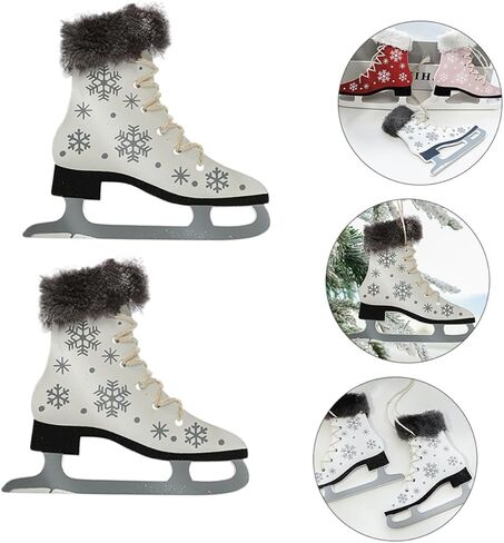 2pcs Skate Pendant Decorations for Christmas Tree Cute Ice Skate Ornaments for Holiday Parties Lightweight Heart-Shaped Adornments for Festive Decor in Saudi Arabia