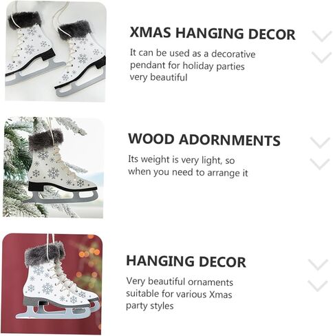 2pcs Skate Pendant Decorations for Christmas Tree Cute Ice Skate Ornaments for Holiday Parties Lightweight Heart-Shaped Adornments for Festive Decor in Saudi Arabia