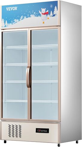Vevor التجاري التاجر ثلاجة 2 أبواب زجاجية ، FT مكعب ، عرض مستقيم عرض مشروب 79 "طويل × 39.4" ، ثلاجة مع إضاءة LED لصودا الخمر الشراب ، الذهب ، 23 مترًا. in Saudi Arabia
