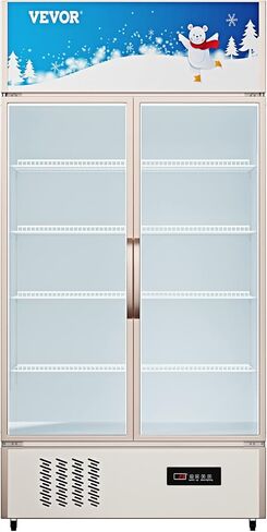 Vevor التجاري التاجر ثلاجة 2 أبواب زجاجية ، FT مكعب ، عرض مستقيم عرض مشروب 79 "طويل × 39.4" ، ثلاجة مع إضاءة LED لصودا الخمر الشراب ، الذهب ، 23 مترًا. in Saudi Arabia