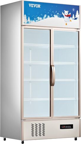 Vevor التجاري التاجر ثلاجة 2 أبواب زجاجية ، FT مكعب ، عرض مستقيم عرض مشروب 79 "طويل × 39.4" ، ثلاجة مع إضاءة LED لصودا الخمر الشراب ، الذهب ، 23 مترًا. in Saudi Arabia