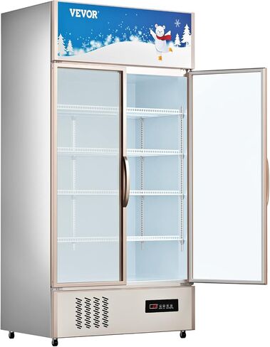 Vevor التجاري التاجر ثلاجة 2 أبواب زجاجية ، FT مكعب ، عرض مستقيم عرض مشروب 79 "طويل × 39.4" ، ثلاجة مع إضاءة LED لصودا الخمر الشراب ، الذهب ، 23 مترًا. in Saudi Arabia