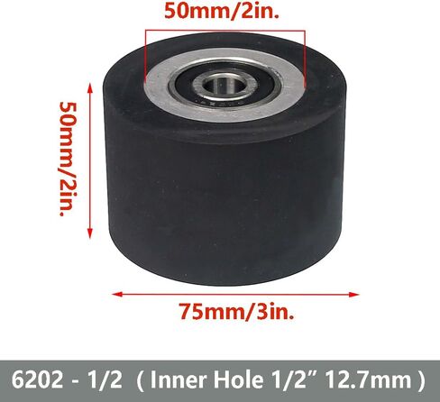 2"-14" x 2" Solid Rubber Contact Wheel with 6202-1/2 Bearings Work with Sanding Bands for Metal Kinfe Wood Grinding Polishing (2 x 2 inch, Common 65A) in Saudi Arabia