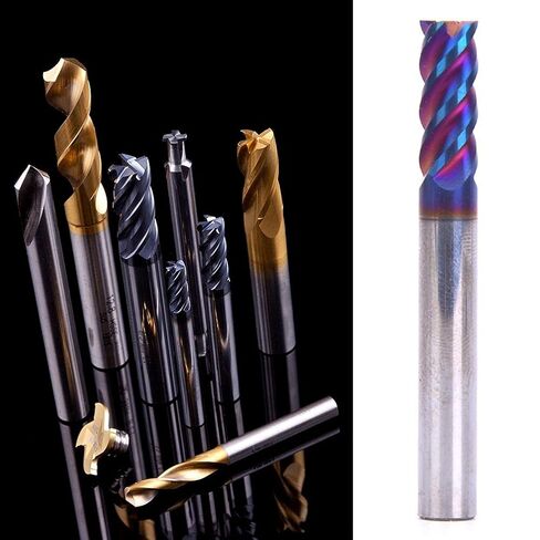 طحن قاطع الطحن الأزرق نانو المطلي بنانو المغلفة القاطع طحن رأس مسطح 4 الناي HRC65 ° (5x15x6dx100l) in Kuwait