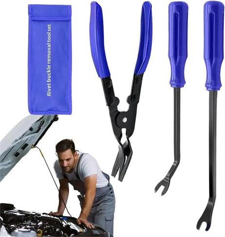 3PCS Car Panel Door Stereo Panel Clip Kit Car Removal Plier Trim Removal Tool Door Panel Pin Plier for Car Interior Removal Tool(Red) in Saudi Arabia