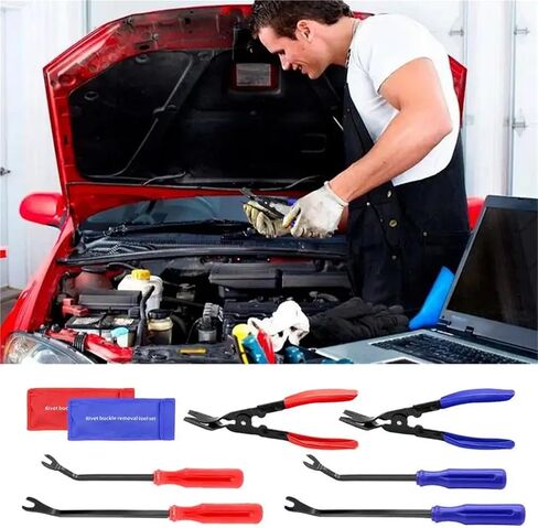 3PCS Car Panel Door Stereo Panel Clip Kit Car Removal Plier Trim Removal Tool Door Panel Pin Plier for Car Interior Removal Tool(Red) in Saudi Arabia