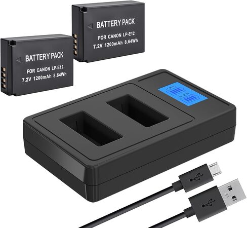 LP-E10 بطارية 2-pack 1600mAh وشاحن USB سريع المزدوج لـ Canon LP E10 ، EOS REBEL T7 T6 T3 T3 T100 ، KISS X50 X70 X80 X90 ، EOS 1100D 1200D 1300D 1500D 2000D 3000D 4000D 4000D 4000D CAMERAS in Kuwait