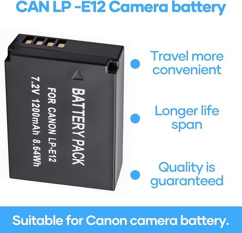 LP-E10 بطارية 2-pack 1600mAh وشاحن USB سريع المزدوج لـ Canon LP E10 ، EOS REBEL T7 T6 T3 T3 T100 ، KISS X50 X70 X80 X90 ، EOS 1100D 1200D 1300D 1500D 2000D 3000D 4000D 4000D 4000D CAMERAS in Kuwait