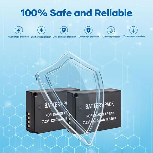 LP-E10 بطارية 2-pack 1600mAh وشاحن USB سريع المزدوج لـ Canon LP E10 ، EOS REBEL T7 T6 T3 T3 T100 ، KISS X50 X70 X80 X90 ، EOS 1100D 1200D 1300D 1500D 2000D 3000D 4000D 4000D 4000D CAMERAS in Kuwait