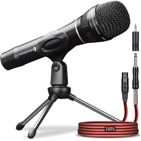 Dynamic Microphone - Premium Handheld Wired Mic with 16ft XLR to 1/4" Audio Cable - Professional Cardioid Vocal Microphone for Singing, Speaking, Karaoke & Living Stage in Kuwait