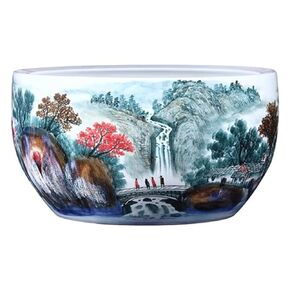 Small Fish Tank Hand-Painted Landscape Fish Tank Ceramic Fish Tank Outdoor Turtle Tank Living Room Balcony Scenery Ornaments Fish Tank Kit in Saudi Arabia