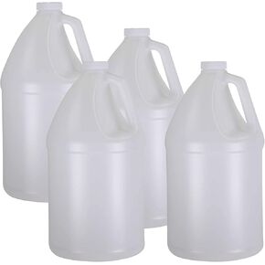 (4 Pack x 1 Gallon) Plastic Jugs with Screw Cap, BPA Free, Durable Chemical Grade HDPE Plastic, Residential and Commercial Uses, Made in USA in Kuwait