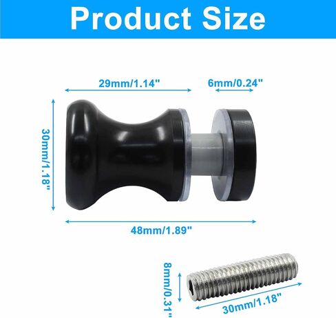 Shower Glass Door Handle, Stainless Steel Pull Handle for Bathroom Glass Doors (Black, Round, 5mm-15mm) in Saudi Arabia