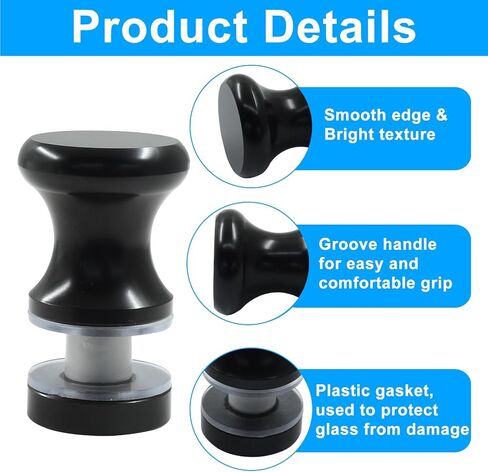 Shower Glass Door Handle, Stainless Steel Pull Handle for Bathroom Glass Doors (Black, Round, 5mm-15mm) in Saudi Arabia