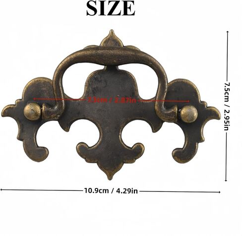 4.29 "سحب الدرج البرونزي ، مقابض زخرفية عتيقة مقابض خزانة ، مقابض درج معدنية لأدراج خزانة الملابس in Saudi Arabia