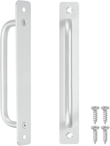 2-Pack Barn Door Handles, 6.3Inch/160mm Hole Center Aluminium Alloy Gate Handle with Mounting Screws for Bathroom/Wardrobe/Closet/Kitchen, Sliding Door Handle with Plate [Silver] in Saudi Arabia