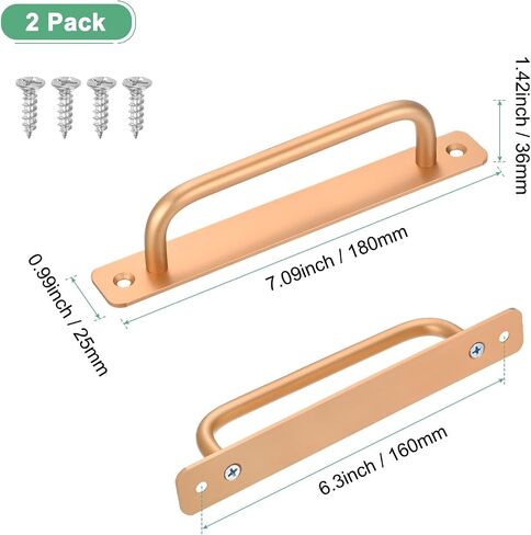2-Pack Barn Door Handles, 6.3Inch/160mm Hole Center Aluminium Alloy Gate Handle with Mounting Screws for Bathroom/Wardrobe/Closet/Kitchen, Sliding Door Handle with Plate [Silver] in Saudi Arabia