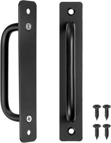 2-Pack Barn Door Handles, 6.3Inch/160mm Hole Center Aluminium Alloy Gate Handle with Mounting Screws for Bathroom/Wardrobe/Closet/Kitchen, Sliding Door Handle with Plate [Silver] in Saudi Arabia