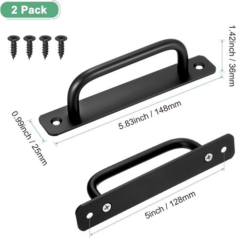 2-Pack Barn Door Handles, 6.3Inch/160mm Hole Center Aluminium Alloy Gate Handle with Mounting Screws for Bathroom/Wardrobe/Closet/Kitchen, Sliding Door Handle with Plate [Silver] in Saudi Arabia