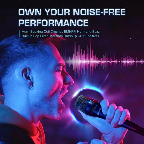 Carol AC-910 XLR ميكروفون صوتي سلكي-ميكروفون ديناميكي لأمراض القلب مع تقنية إلغاء الضوضاء AHNC ذات المحرك المزدوج للغناء ، الكاريوكي ، المسرح والاستوديو ، تشمل الميكروفون ، مقطع الميكروفون وكابل XLR 14.8 قدم in Kuwait
