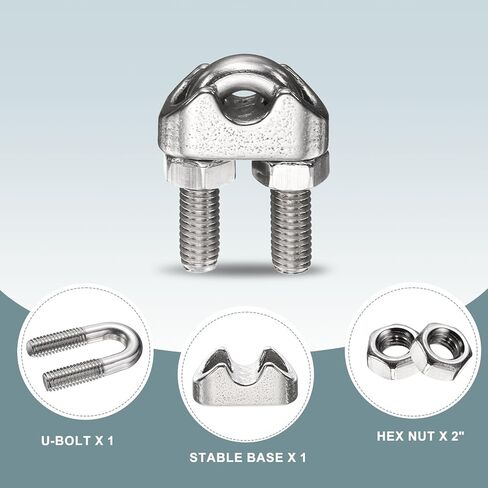 UXCELL 20 PCS M4 مقاطع حبل سلك الفولاذ المقاوم للصدأ مقاوم المقاوم للصدأ ومجموعة الرعب ، 5/32 "حبل الأسلاك مشابك كبلات كابل السرج من أجل حبل الأسلاك in Saudi Arabia