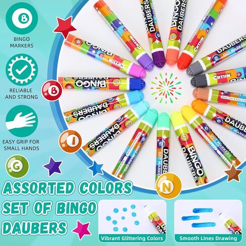 CRTIIN 80 Pack Dot Markers ، 16 ألوان متنوعة مجموعة Bingo Daubers ، 0.4 أوقية Bingo Supplies علامات الطلاء النقاط للفن والحرف الرسم مستلزمات الرسم فئة التلوين in Saudi Arabia