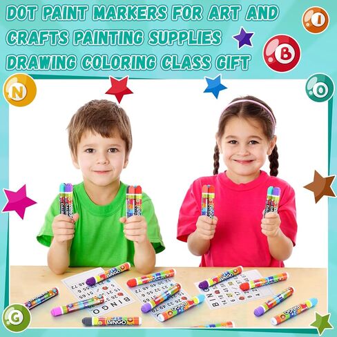 CRTIIN 80 Pack Dot Markers ، 16 ألوان متنوعة مجموعة Bingo Daubers ، 0.4 أوقية Bingo Supplies علامات الطلاء النقاط للفن والحرف الرسم مستلزمات الرسم فئة التلوين in Saudi Arabia
