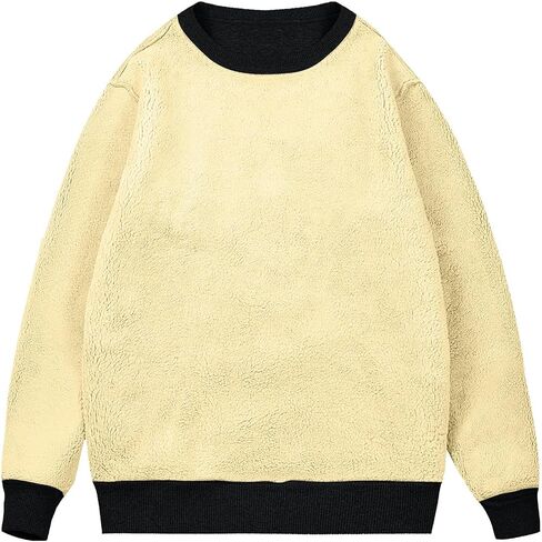 Thermal Shirts for Men Fleece Lined Sweatshirt Warm Sherpa Pullover Crewneck Sweatshirts Winter Thermal Tops in Saudi Arabia
