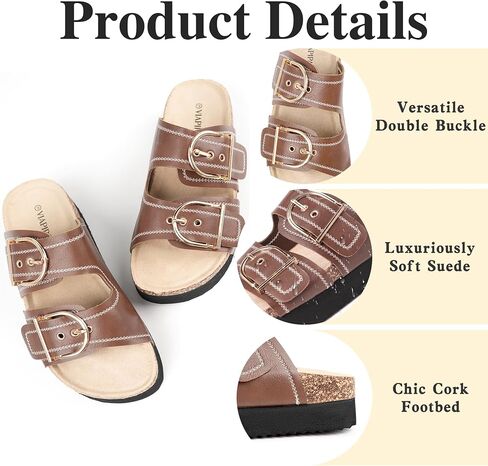 Chunky Platform Sandals for Women, Waterproof Non-Slip Rubber Sole, Adjustable Double Buckle, Arch Support Open Toe Slide Sandals, Comfortable Black Wedge Sandals for Women in Saudi Arabia