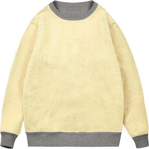 Thermal Shirts for Men Fleece Lined Sweatshirt Warm Sherpa Pullover Crewneck Sweatshirts Winter Thermal Tops in Saudi Arabia