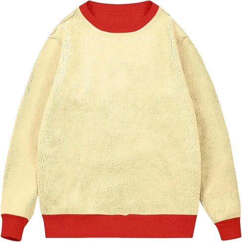 Thermal Shirts for Men Fleece Lined Sweatshirt Warm Sherpa Pullover Crewneck Sweatshirts Winter Thermal Tops in Saudi Arabia