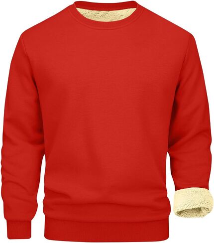 Thermal Shirts for Men Fleece Lined Sweatshirt Warm Sherpa Pullover Crewneck Sweatshirts Winter Thermal Tops in Saudi Arabia