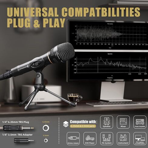 Dynamic Microphone - Premium Handheld Wired Mic with 16ft XLR to 1/4" Audio Cable - Professional Cardioid Vocal Microphone for Singing, Speaking, Karaoke & Living Stage in Kuwait