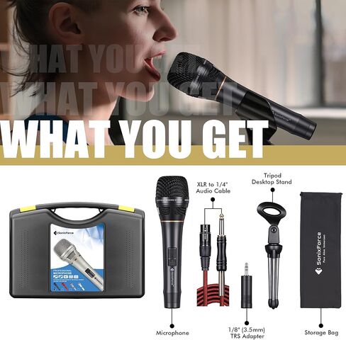 Dynamic Microphone - Premium Handheld Wired Mic with 16ft XLR to 1/4" Audio Cable - Professional Cardioid Vocal Microphone for Singing, Speaking, Karaoke & Living Stage in Kuwait