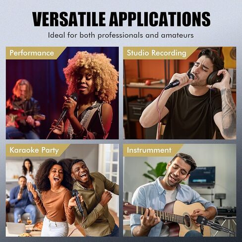 Dynamic Microphone - Premium Handheld Wired Mic with 16ft XLR to 1/4" Audio Cable - Professional Cardioid Vocal Microphone for Singing, Speaking, Karaoke & Living Stage in Kuwait