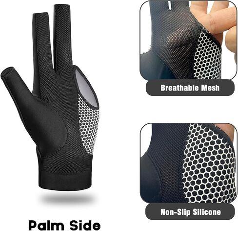 Riverruns Billiard Pool Glove for Left Hand 3 Finger, Snooker Cue Sport Glove for Men Women in Saudi Arabia