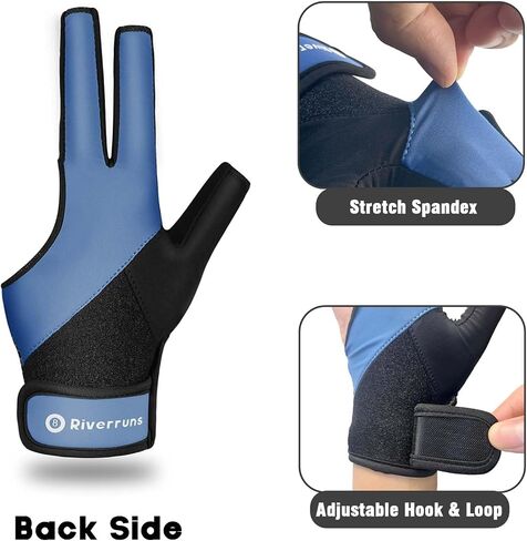 Riverruns Billiard Pool Glove for Left Hand 3 Finger, Snooker Cue Sport Glove for Men Women in Saudi Arabia
