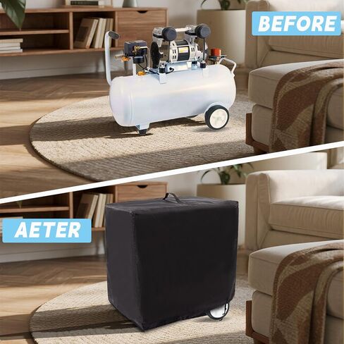 Air Compressor Cover,Outdoor Durable Waterproof 600D Heavy Dust Blowing Air Compressors Covers with Handle,Fit for CRAFTSMAN,PORTER-CABLE,DEWALT 6 Gallon Portable Pancake Oil-Free Air Compressor Black in Kuwait