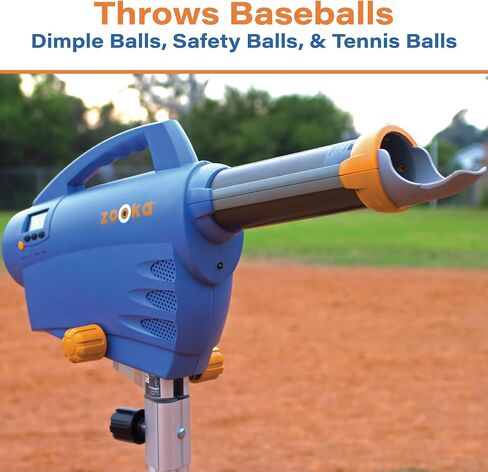 Zooka ZS740 Baseball Pitching Machine - Throws Balls 10-70 MPH- Cordless Battery Powered Pitching Machine for Kids, Youth, Adults - Adjustable Pitching Machine Baseballs - Tall Telescoping Tripod in Saudi Arabia