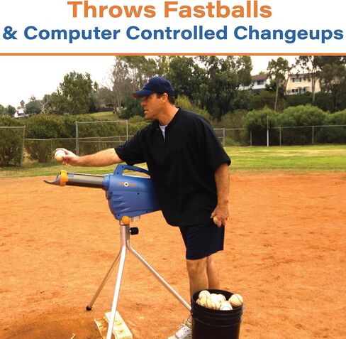 Zooka ZS740 Baseball Pitching Machine - Throws Balls 10-70 MPH- Cordless Battery Powered Pitching Machine for Kids, Youth, Adults - Adjustable Pitching Machine Baseballs - Tall Telescoping Tripod in Saudi Arabia