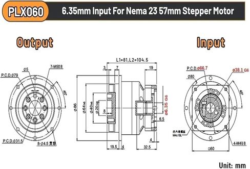 Flange Helical Gear Reducer Backlash 3 ≤Arcmin Ratio 3:1~100:1 Nema23/34 Gearbox(for 57 Stepper 8mm,Ratio 40 to 1) in Kuwait