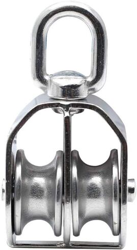 RANIT 2-Pack M32 Lifting Double Snatch Pulley Blocks, 304 Stainless Steel Pully Crane Swivel Hook Wire Rope Cable in Kuwait