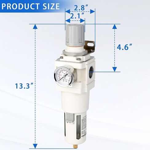 WEITENG 1 "NPT Compressed Filter Filter Combo ، 5 Micron Brass Filter ، Semi-Auto Drain ، Polycarbonate Bowl ， 0-150 PSI Gauge ، for Industrial Pneumatic Air in Saudi Arabia